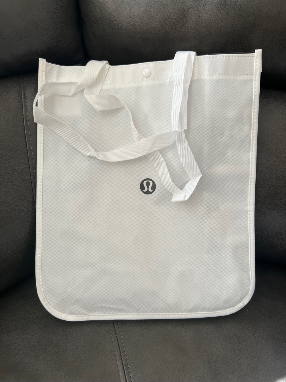 lululemon athletica White and Black Logo Tote